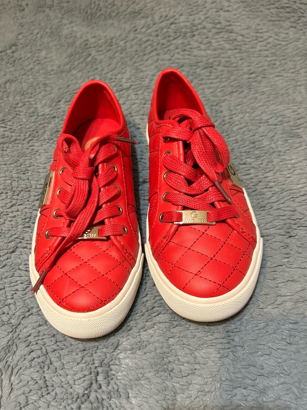 G by GUESS Backer2 Red Quilted Leather Sneakers Women's Size 5M